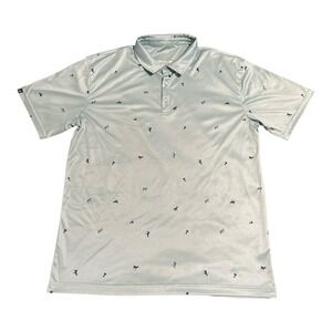 Swannies Golf Polo Mens XL Blue Goat Tiger Trophy Print Short Sleeve Performance